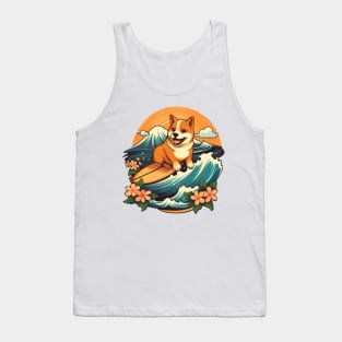 Surfing Shiba Inu Tank Top